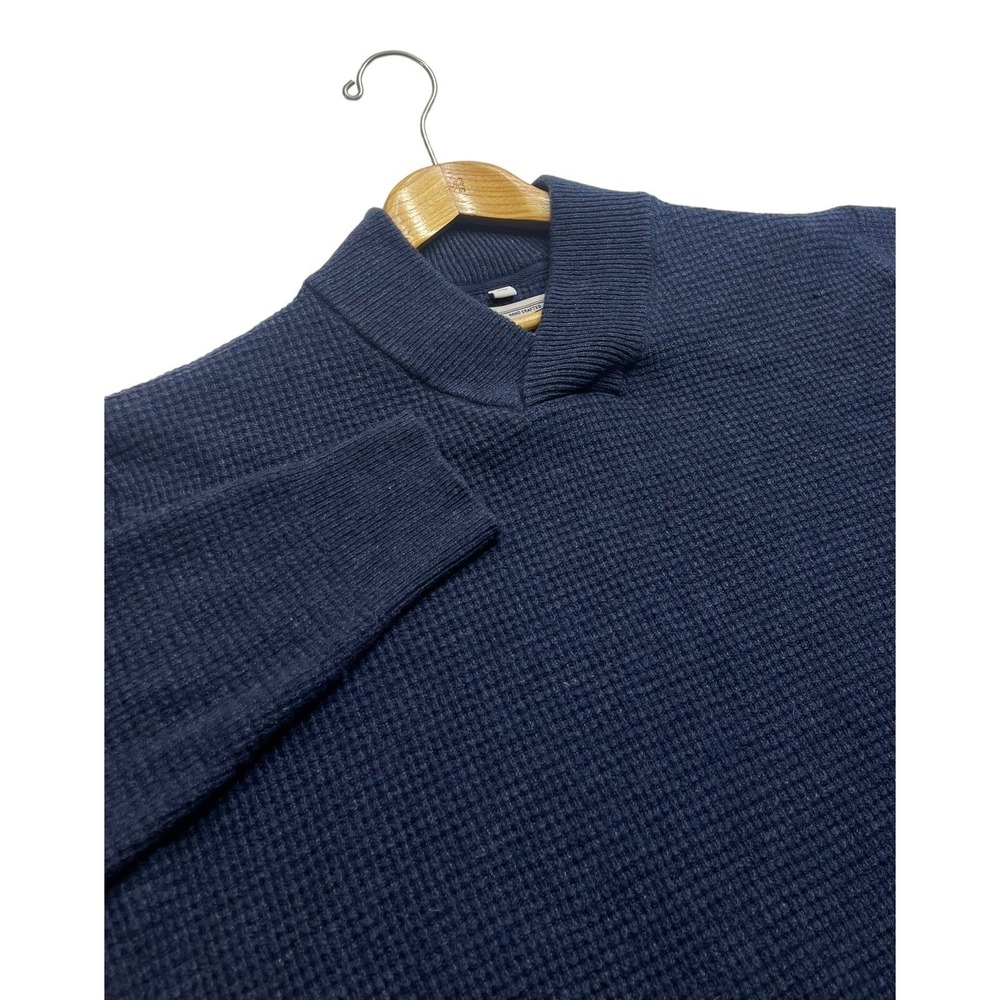 SCHOTT BROS. Men's Sweater Shawl Collar Navy Blue Wool Blend Size 2XL